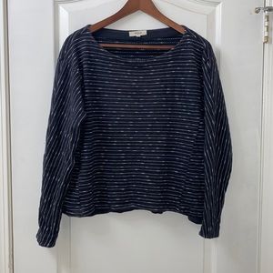 Madewell Navy and White Striped Long Sleeve Tee